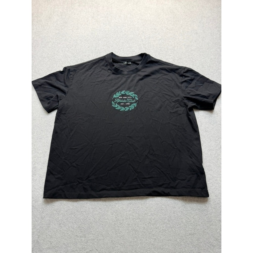 Express Mens Cropped Loose NYC Athletic Club Graphic T-Shirt Black Size L